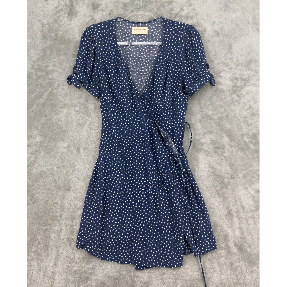 The Normal Brand Dress Womens Size S Wrap Side Tie Sleeve Flowy Relaxed Navy